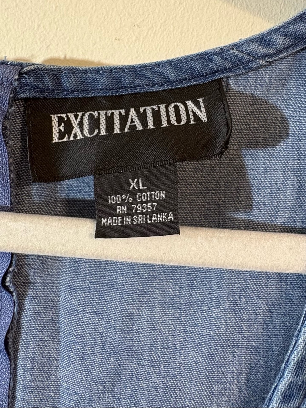 vintage Excitation denim maxi jumper dress women’s XL sleeveless scoop neck - Picture 6 of 9